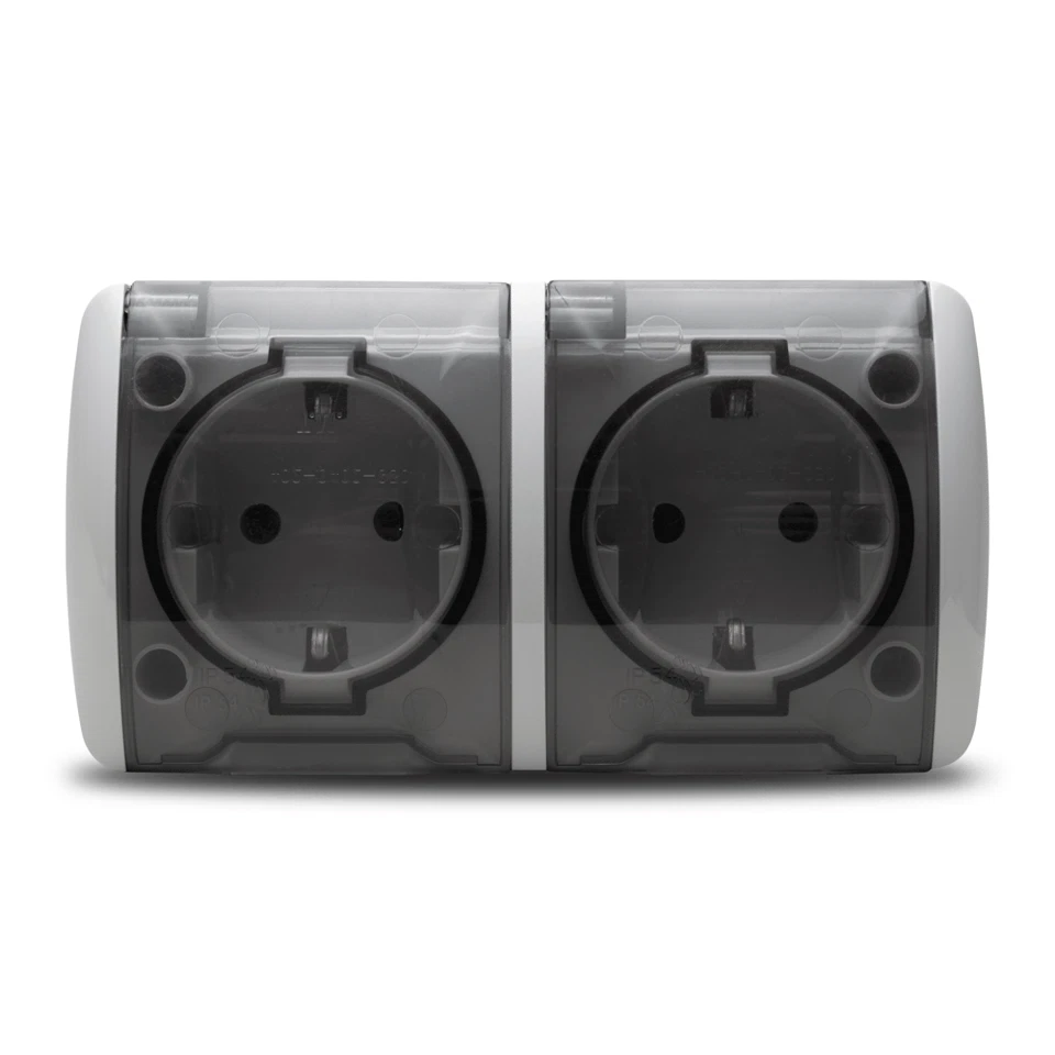 Eva-priza cu CP cu Capac Dubla Pt(ip54) – Elbi Electric & lighting PDCPTE