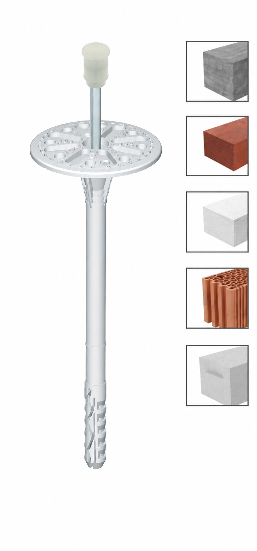 Diblu pentru polistiren cu cui metalic si cap din plastic, LMX 10x140 mm, flansa 60 mm, Klimas Wkret-met, LMX10140 (set de 10 buc.) – Klimas LMX10140