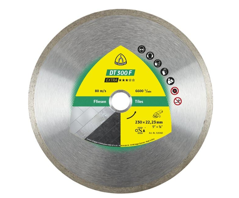 Disc diamantat de debitare DT300 F Extra pentru gresie, faianta si teracota, 115X22.23 mm, Klingspor DK115F – KLINGSPOR DK115F