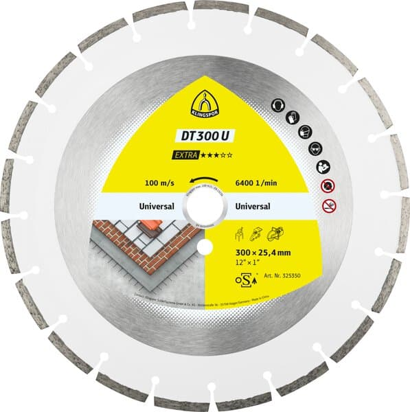 Disc diamantat de debitare DT300 U Extra pentru materiale de constructii si beton, 115X22.23 mm, Klingspor DK115U – KLINGSPOR DK115U