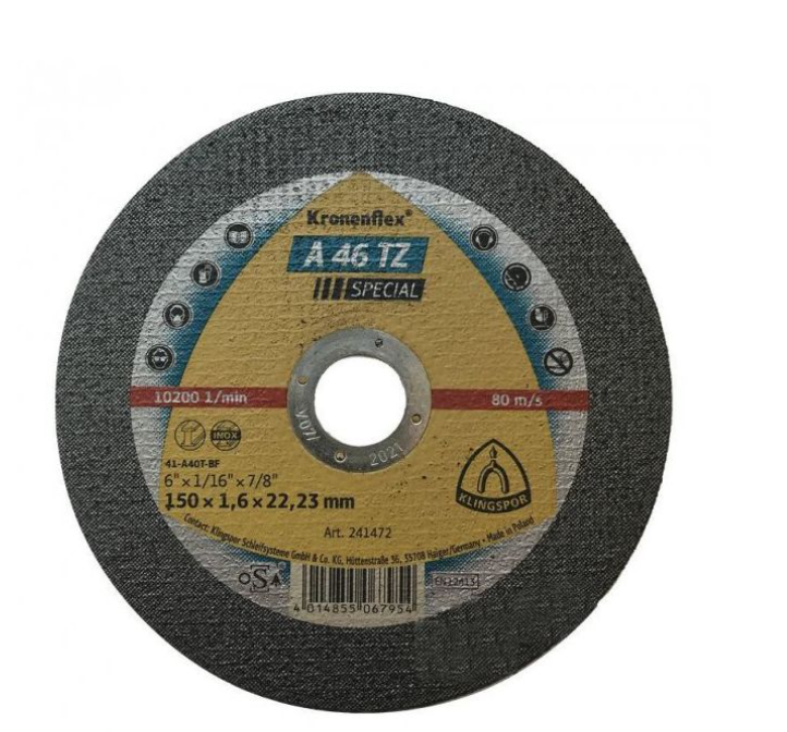 Disc de debitare Kronenflex A46 TZ Special pentru inox si otel, cu autoascutire, 150X1.6X22.23 mm, Klingspor A4615 – KLINGSPOR A4615