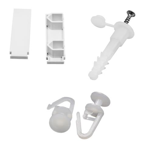Accesorii pentru sina perdea economica 2.5 m (50 inele + 7 dibluri + 7 holsuruburi + 2 capete de capat) – TEMA ACP2,5