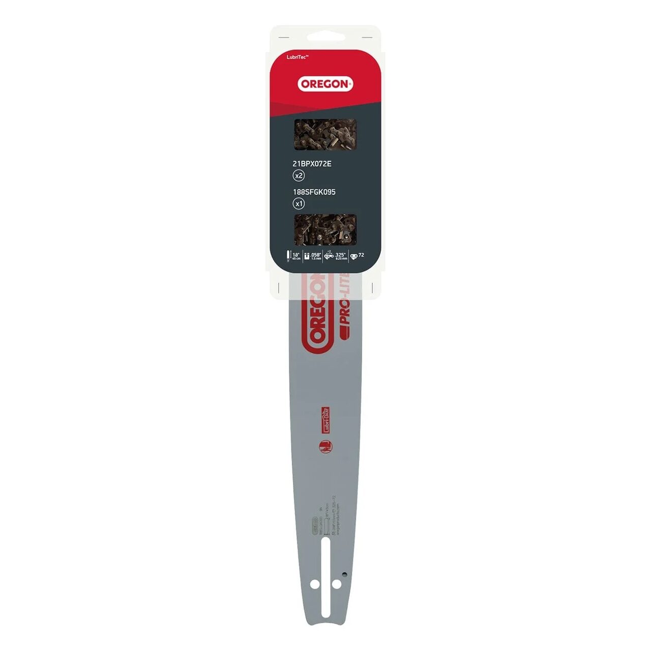 Set Șina AdvanceCut și 2 Lanțuri ControlCut, Oregon, 45 cm, 0.325 inch, 1.5 mm, 188SFGK095; 21BPX072E, 567135 – Oregon 567135