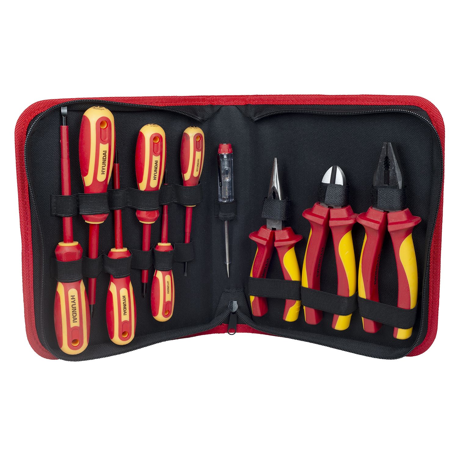 Hyundai HY-59415 - Set 10 scule de mana izolate VDE 1000V, complet și sigur pentru electricieni – Hyundai HY-59415