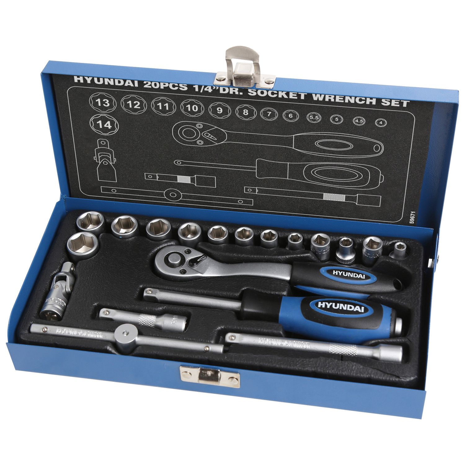 Hyundai HY-59671 - trusa chei tubulare 1/4 20 buc – Hyundai HY-59671