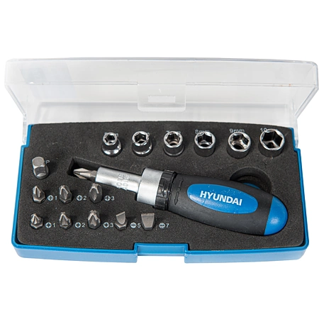 Hyundai HY-40215 - trusă chei clichet cu biti si tubulare 17 BUC – Hyundai HY-40215
