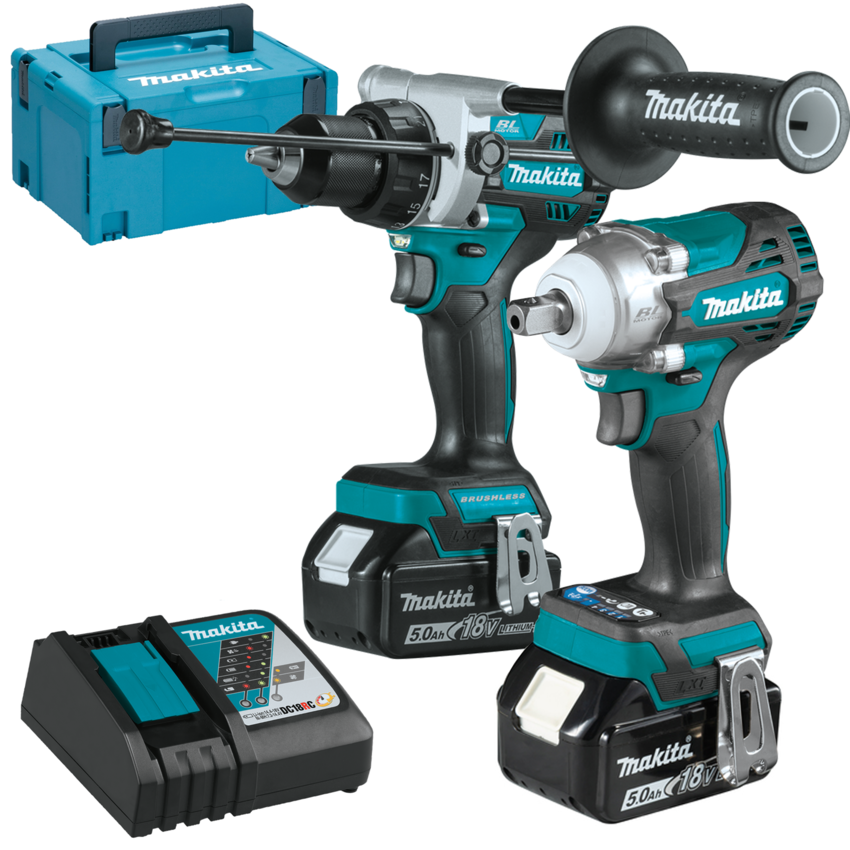 Set 2 scule Mașină de găurit cu percuție (DHP486Z)  plus Mașină de înșurubat cu impact (DTW301Z) – Makita DLX2433TJ