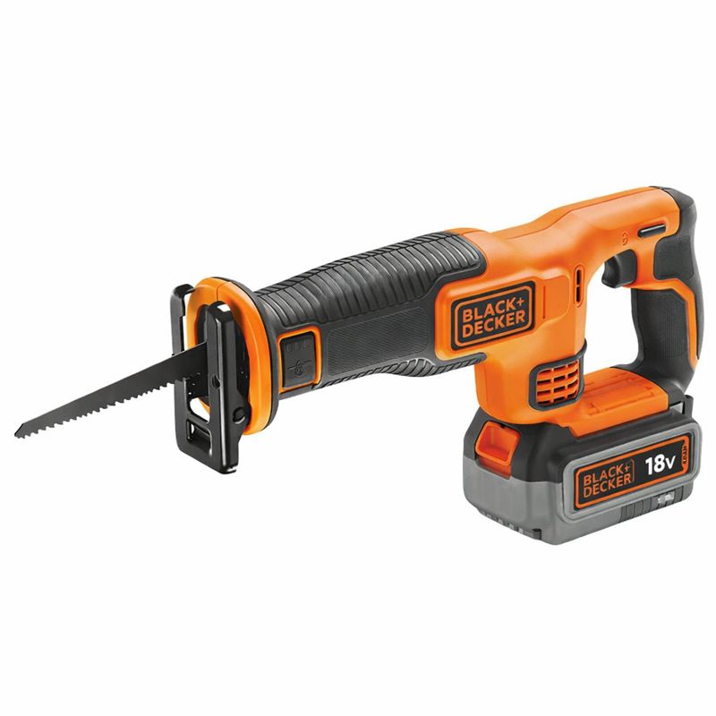 Fierastrau sabie cu acumulator 18V Black Decker BDCR18M1-QW, panza 15 cm, 3000 curse/min, 1 x acumulator 4 Ah si incarcator – Black& Decker BDCR18M1-QW