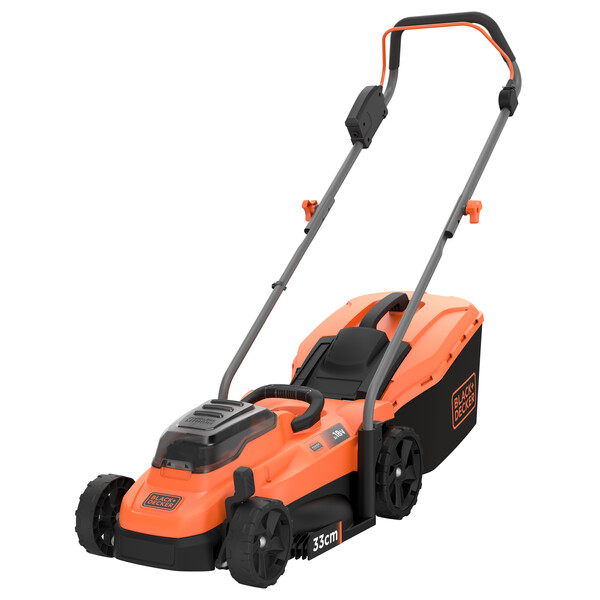 Masina de tuns gazonul Black & Decker BCMW3318L2-QW cu acumulatori 18V 2 x 2.5 ah, latime de taiere 33 cm, cos colector 35 l