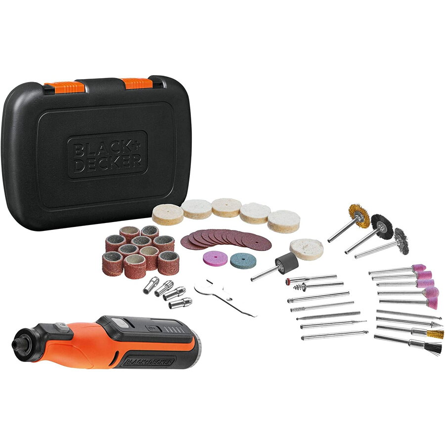 Instrument multifunctional rotativ cu acumulator Black Decker BCRT8IK-XJ cu 53 de accesorii – Black& Decker BCRT8IK-XJ