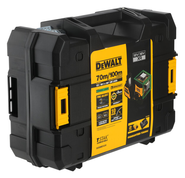 Nivela laser cu linii cu acumulator DeWalt DCE089D1G18-QW, raza de masurare 0-50 metri, 1 x 2 ah, incarcator si valiza transport Tstak – DeWalt DCE089D1G18-QW