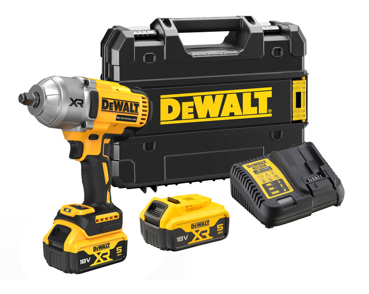 Masina de insurubat cu impact cu acumulator 18V DeWalt DCF900P2T-QW, prindere 1/2 inch patrat, motor fara perii, 1396 Nm, livrata cu acumulatori 2 x 5 ah, incarcator si valiza Tstak