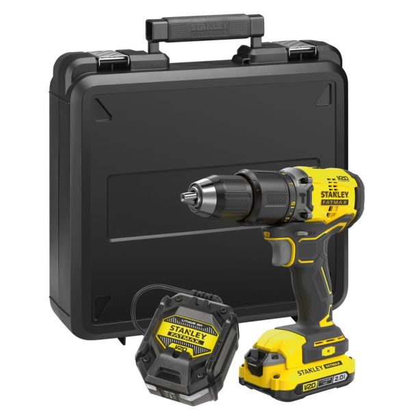 Masina de gaurit si insurubat cu percutie cu acumulator 18V Stanley SFMCD715D1K-QW, motor fara perii, iluminare LED, 60nM, 1 x acumulator 2.0 Ah, incarcator si valiza transport – STANLEY SFMCD715D1K-QW