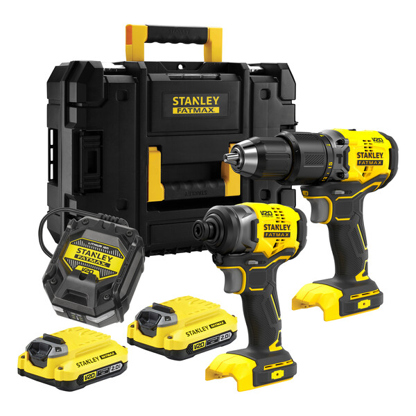 Set 2 scule Stanley FatMax SFMCK461D2T-QW masina de gaurit cu percutie, masina de insurubat cu impact, motor fara perii, 2 x 2 ah + valiza transport – STANLEY SFMCK461D2T-QW