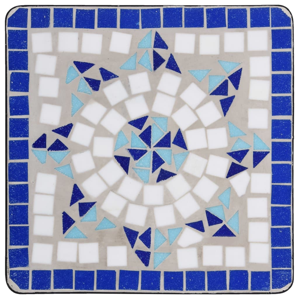 Masă laterală cu mozaic, albastru și alb, ceramică