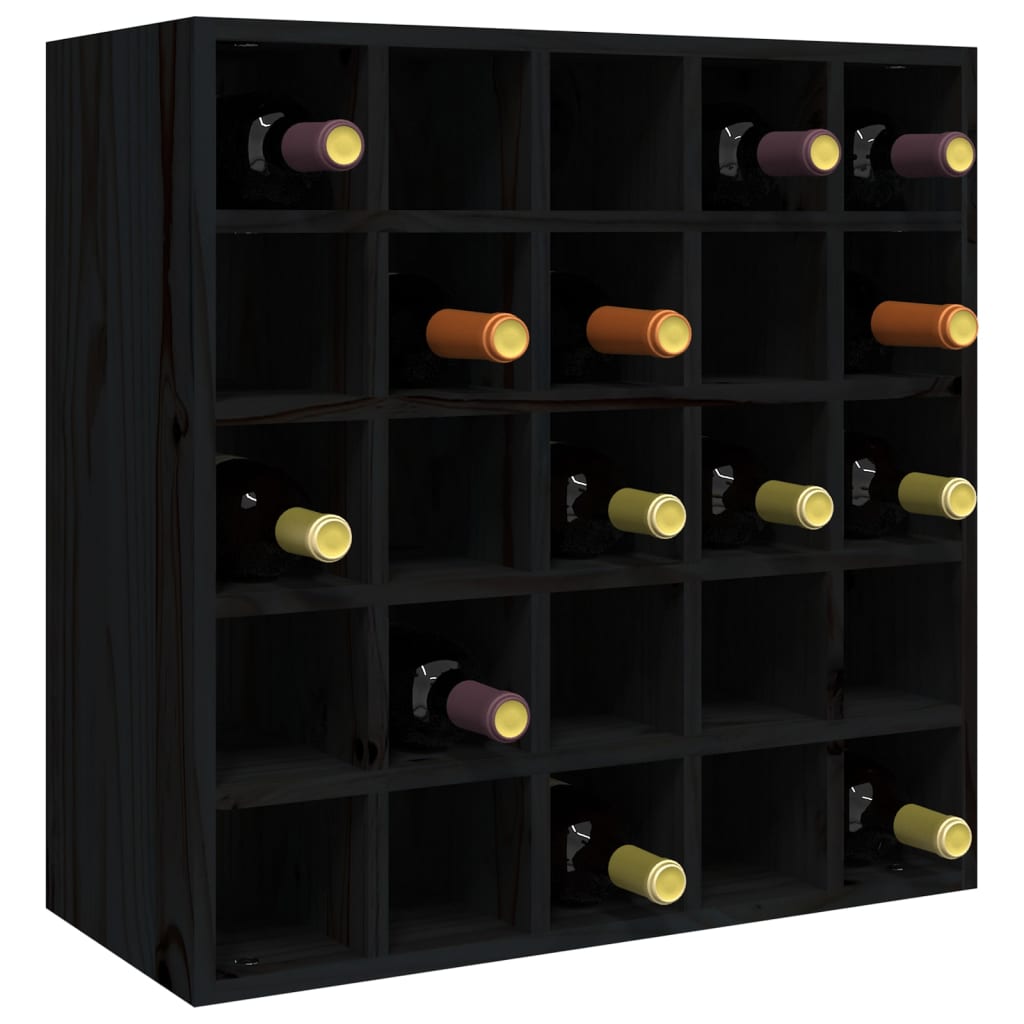 Dulap de vinuri, negru, 56x25x56 cm, lemn masiv de pin